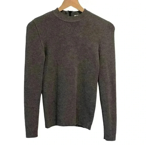 Sonia Rykiel Wool Gray Mock Neck Sweater, Back Zipper With Crystal Details EU 40 - Picture 1 of 12
